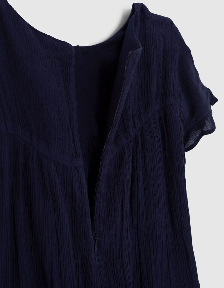 Marineblaues Mädchenkleid aus Krepp mit Atebas-Stickerei-5