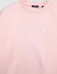 Pink monogrammed velour sweater for girls-3