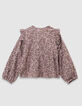 Blouse rose imprimé fleurs d'automne fille-6