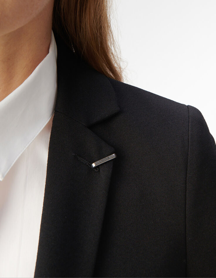 Schwarzer Damenblazer tailliert Milano-Strick-3