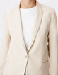 Veste de tailleur beige motif rayures tennis Femme-7