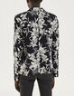 Veste tailleur en crêpe imprimé floral noir et blanc femme-3