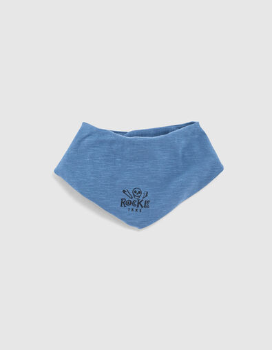 Blaues Babylätzchen aus Biobaumwolle mit Rocker-Print - IKKS