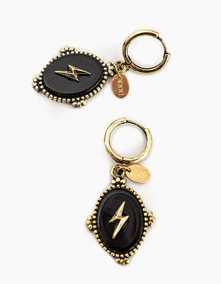 Women’s earrings with medallion, black stone and star - IKKS