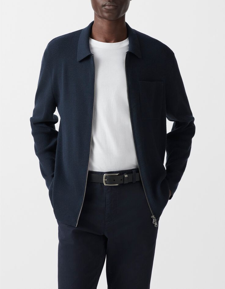 Men&rsquo;s ink knit zip-up cardigan-5