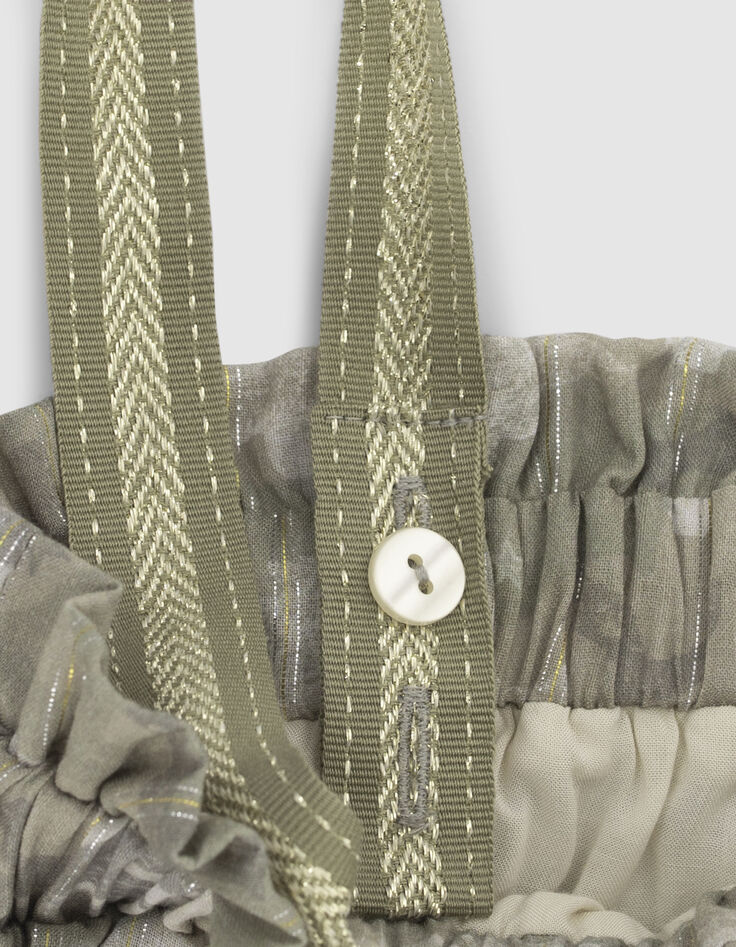 Vestido caqui camuflaje y rayas doradas niña-7