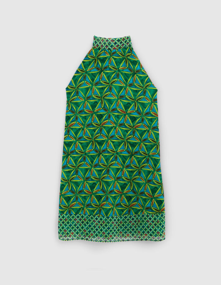 Mintgr&uuml;nes Recycling-Damenkleid mit Grafikblumenprint-4
