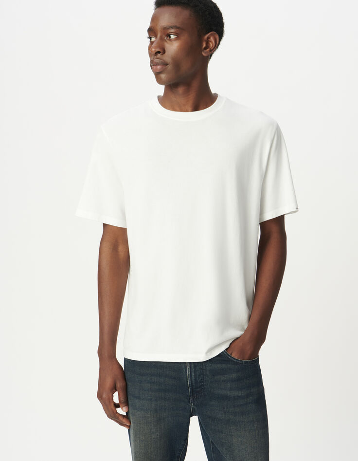 T-shirt blanc col rond manches courtes Homme-1