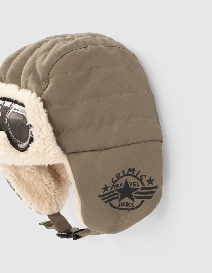 Chapka kaki fourrée avec visuel lunettes bébé garçon-2