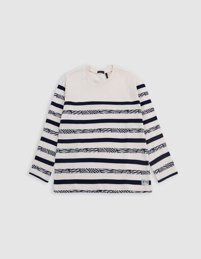 Matrozen-T-shirt cr&egrave;me fantasiestrepen jongens - IKKS