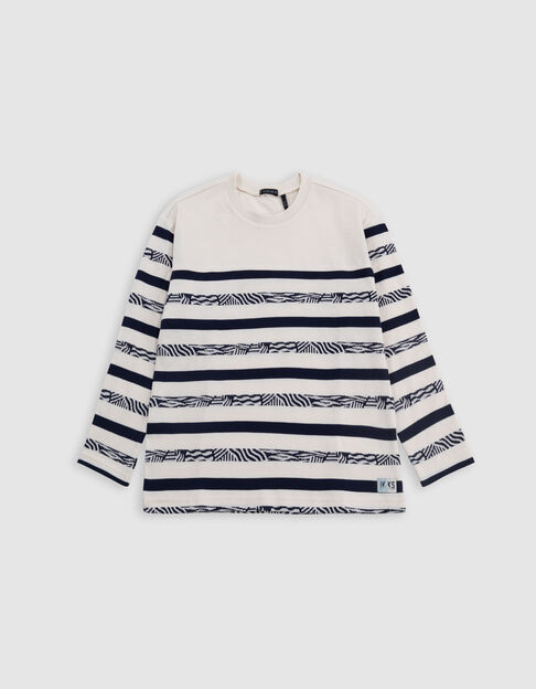 Cream sailor t-shirt fancy stripes for boy - IKKS