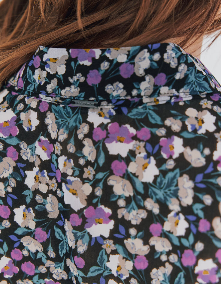 Hemd in viscose print ruiker bloemen dames-4