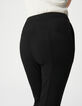 Women's slim-fit black twill trousers with front slit-5