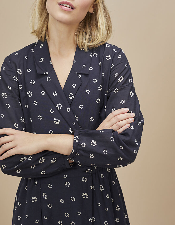 Robe midi noire à imprimé fleurs I.Code-2