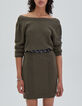 Vestido corto caqui punto juego puntos espigas mujer-1