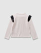 Camiseta beige bordado rosa volantes tul niña-3
