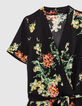 Combinaison en twill noir imprimé bouquet de fleurs femme-2