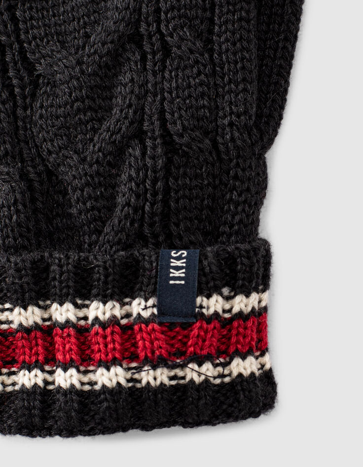 Boys’ dark navy striped knit gloves-2