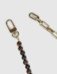 Collier marron oeil de tigre et maille trombone Femme-3
