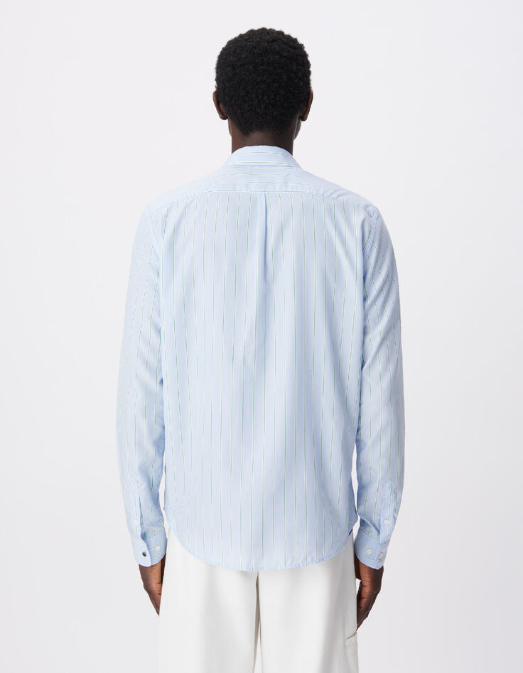 Chemise regular bleue Lyocell&reg; motif rayures Homme-4