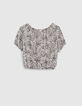 Cremewei&szlig;e M&auml;dchenbluse mit schwarzen Herzmotiven-3