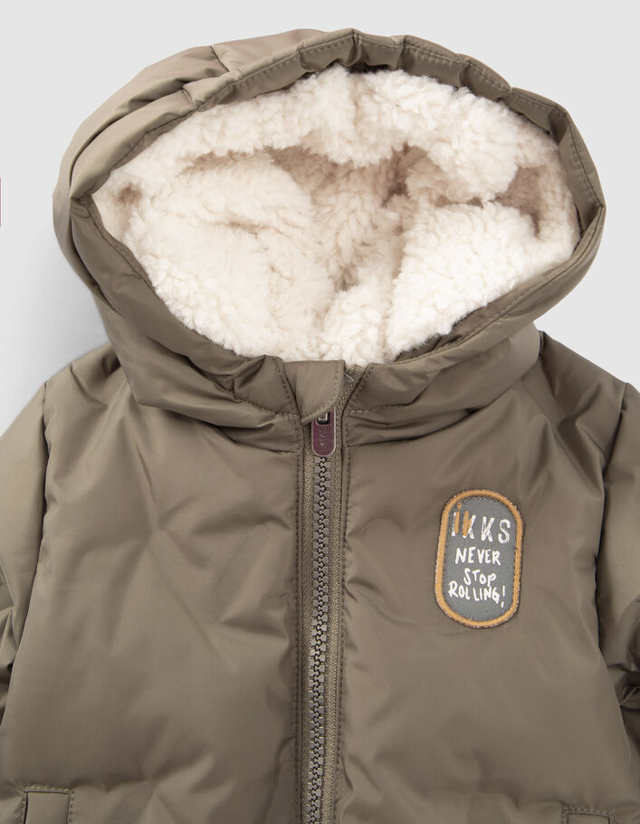 Baby boys' khaki heat-sealed chevron quilted padded jacket