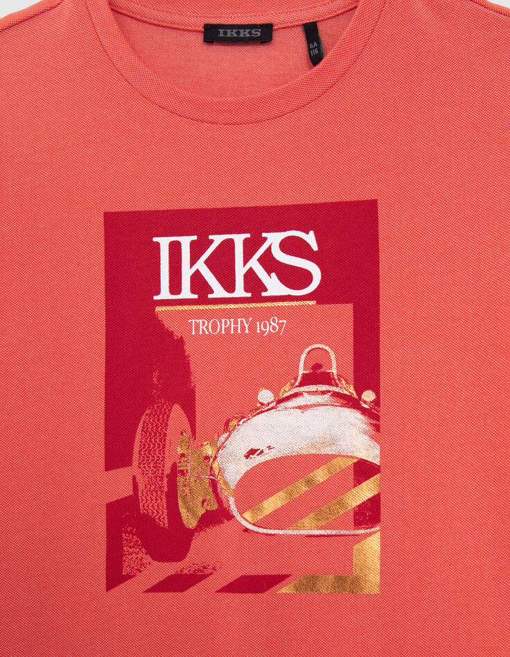 Boys’ red T-shirt with vintage car image-2