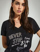 Tee-shirt en viscose Ecovero® noir visuel rock femme-1