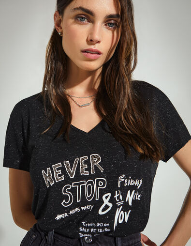 Tee-shirt en viscose Ecovero® noir visuel rock femme - IKKS