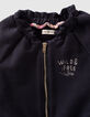 Baby girls’ navy cardigan with elasticated collar-3