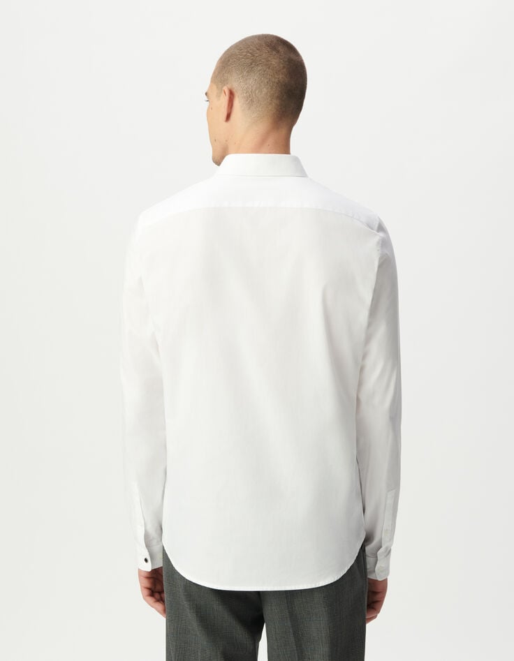 Weißes Slim-Herrenhemd verdeckte Knopfleiste-3 Weißes Slim-Herrenhemd verdeckte Knopfleiste-3