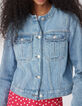 Veste en jean bleu col rond Femme-5