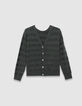 Women’s grey knit striped sequin-embroidered cardigan-6