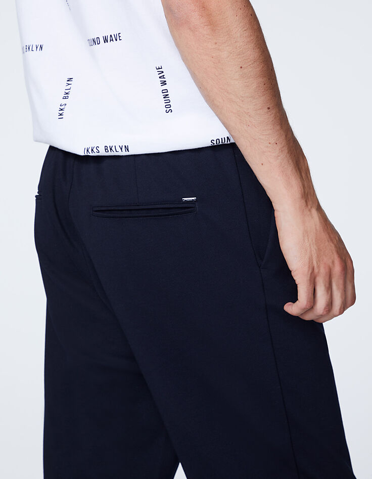 Men’s navy textured fabric jogpants-3