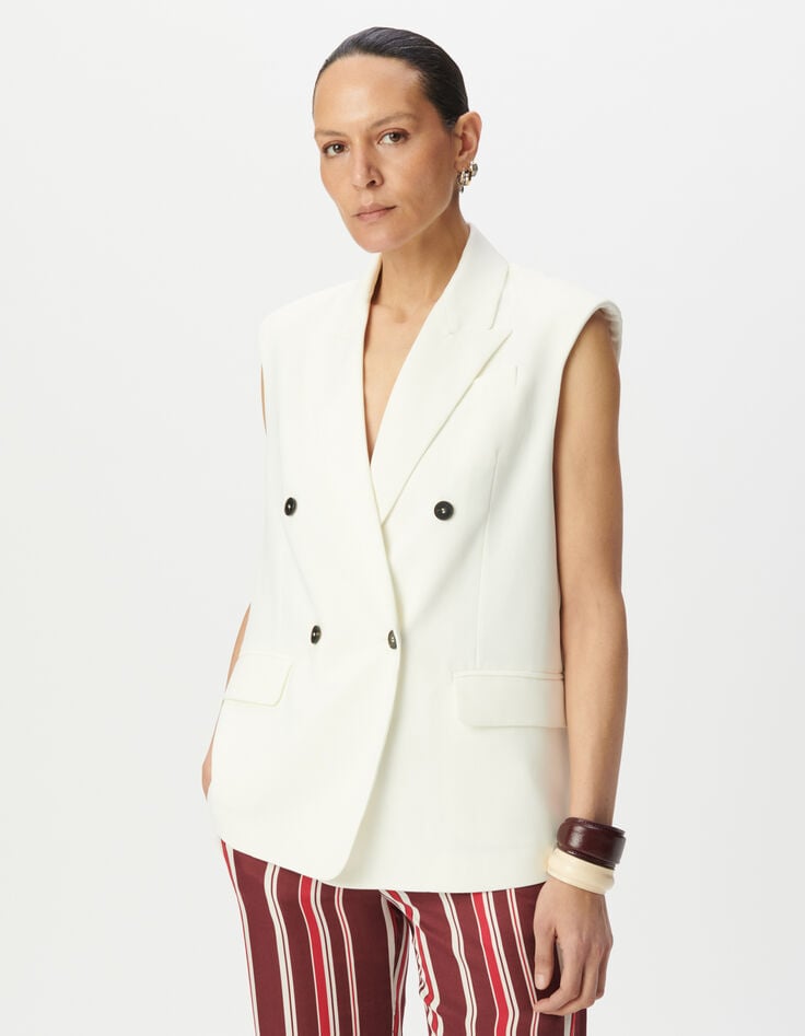 Veste de tailleur blanche polyester recyclé Femme -2 Veste de tailleur blanche polyester recyclé Femme -2