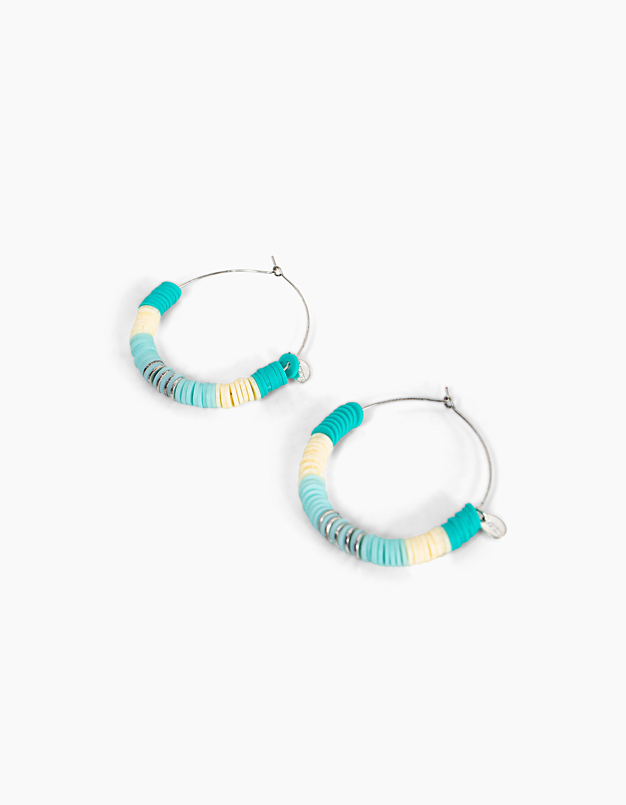 Women s blue Heishi bead hoop earrings