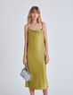 Vestido largo verde raso tirantes finos mujer-3