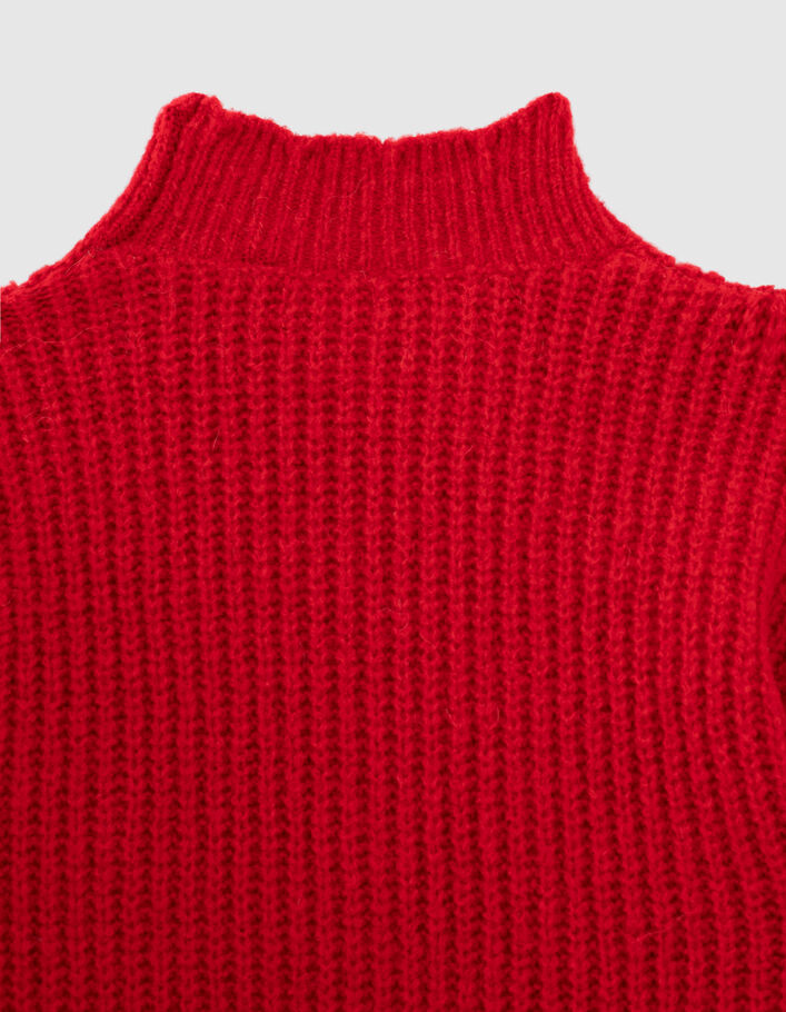 Lichtrode gebreide trui met volants meisjes - IKKS