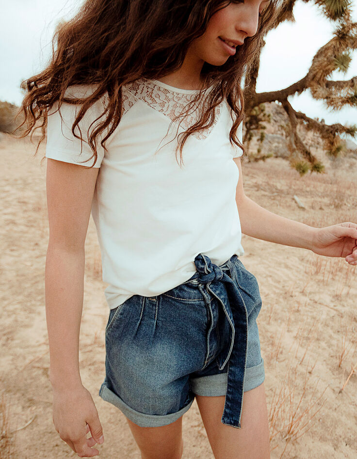 Stone Blue Mom-Jeansshorts für Mädchen-1