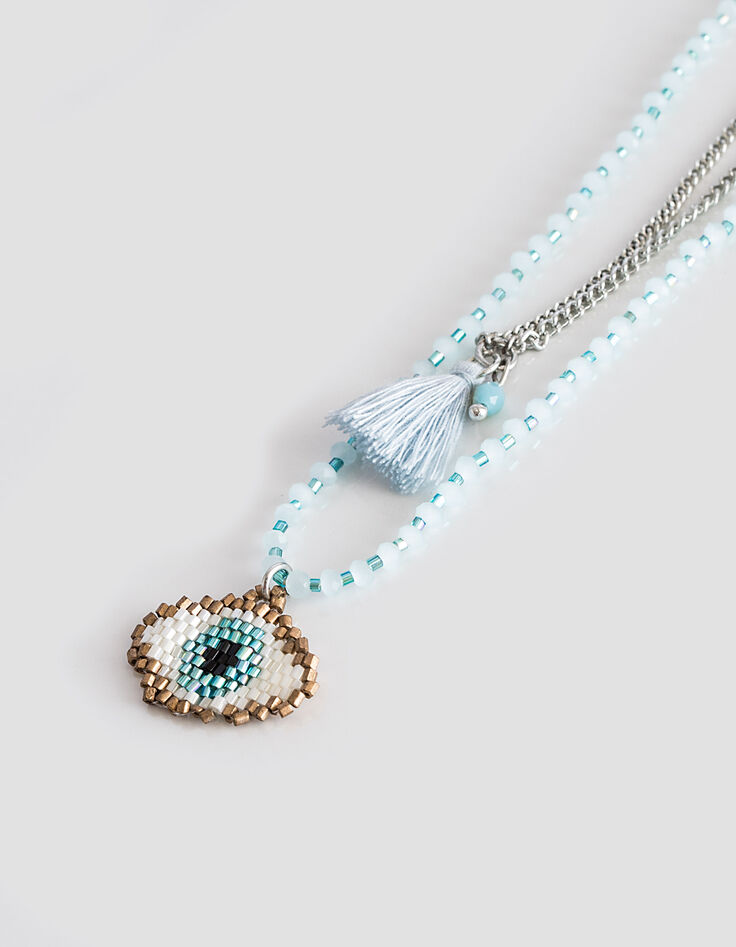 Collier sautoir double rangs œil bijou femme-4