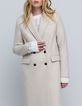 Women's long ecru pea jacket-6