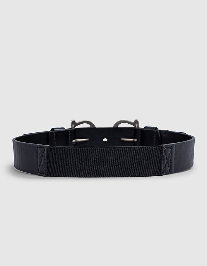 Leren damesriem met dubbele gespen en elastische taille-3