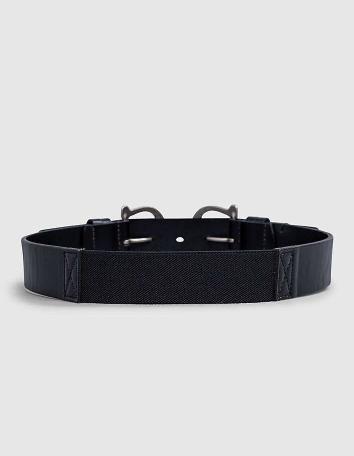 Women’s double buckle elasticated leather belt-3