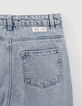 Blaue, knöchellange Mom-Mädchenjeans-4