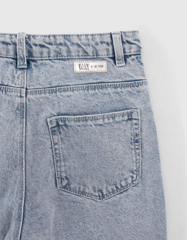 Blaue, knöchellange Mom-Mädchenjeans-4 Blaue, knöchellange Mom-Mädchenjeans-4