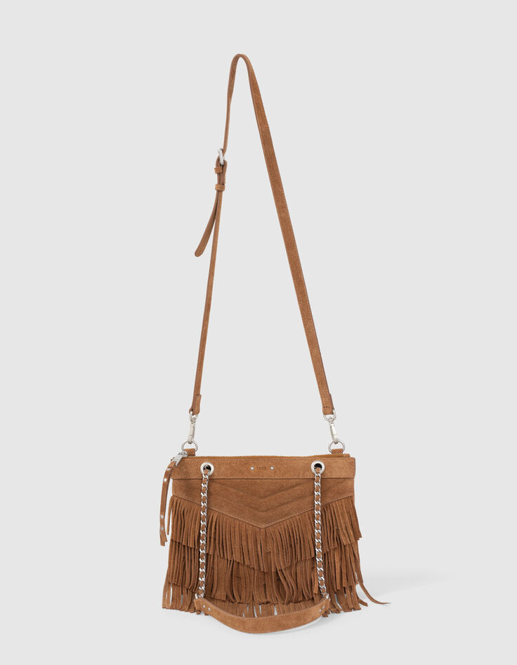 Sac pochette 1440 Reporter en cuir velours sable Femme-4