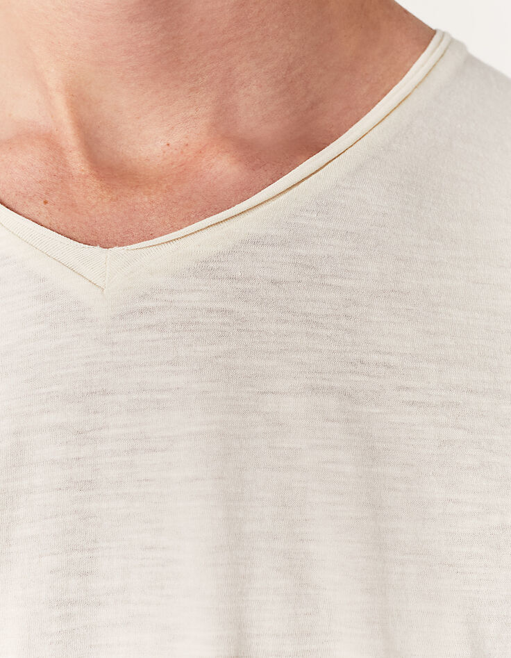 Tee-shirt L'Essentiel naturel chiné à col V Homme-3 Tee-shirt L'Essentiel naturel chiné à col V Homme-3