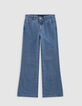 Jean FLARE bleu Waterless broderie poche dos fille-4