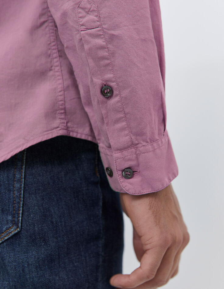 Chemise SLIM rose en voile Homme-3