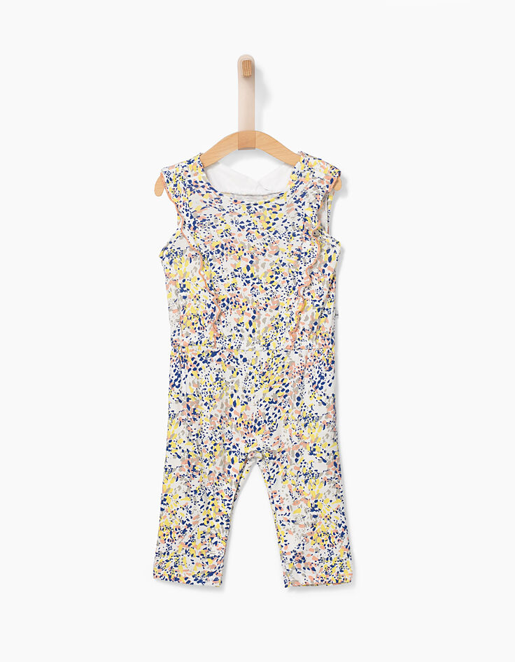 Witte jumpsuit met arty print voor babymeisjes-1